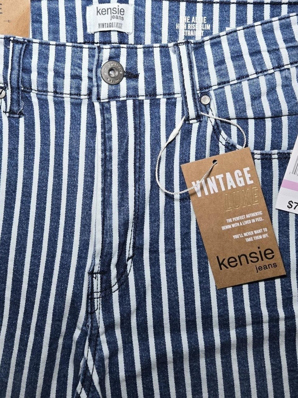NWT Kensie Jeans The Allie High Rise Slim Straight Hampton Stripe - 6/28 - Picture 2 of 3